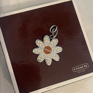 Coach Daisy Keychain with Silver and Orange